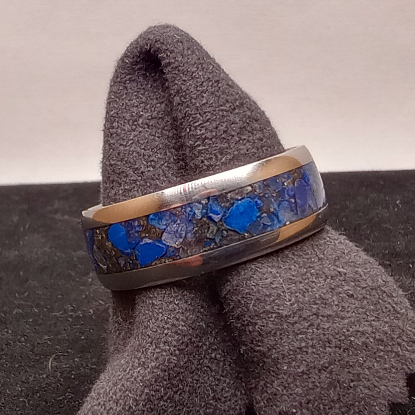 Lapis Lazuli and Pyrite Stainless Steel Rings
